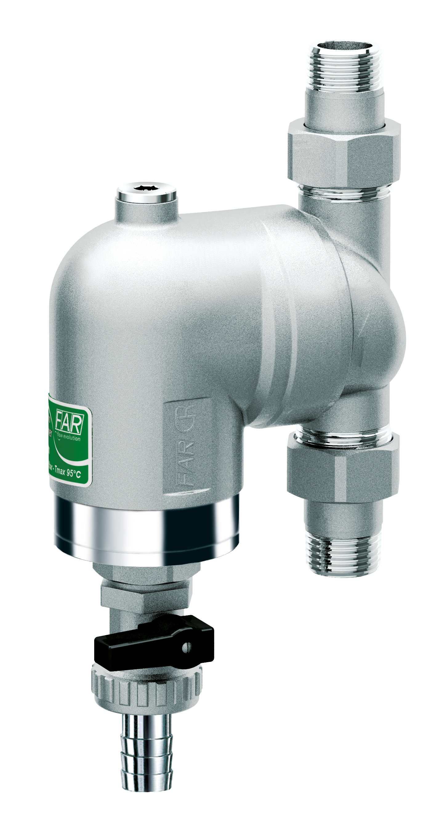 Фильтр 100мкм, под манометр,  Max: 95 °C, 25 бар. Поворотное соединение 1" НР