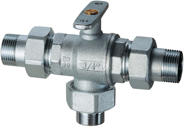 3-х ходовой шаровый кран 3/4" НР-М24х19-НР