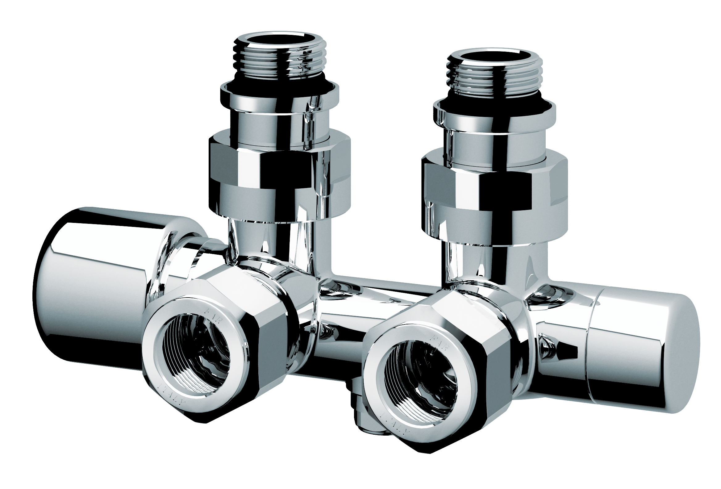 Н-узел с термо.и зап.клапанами, угл., М24х19 - 1/2"НР, белый