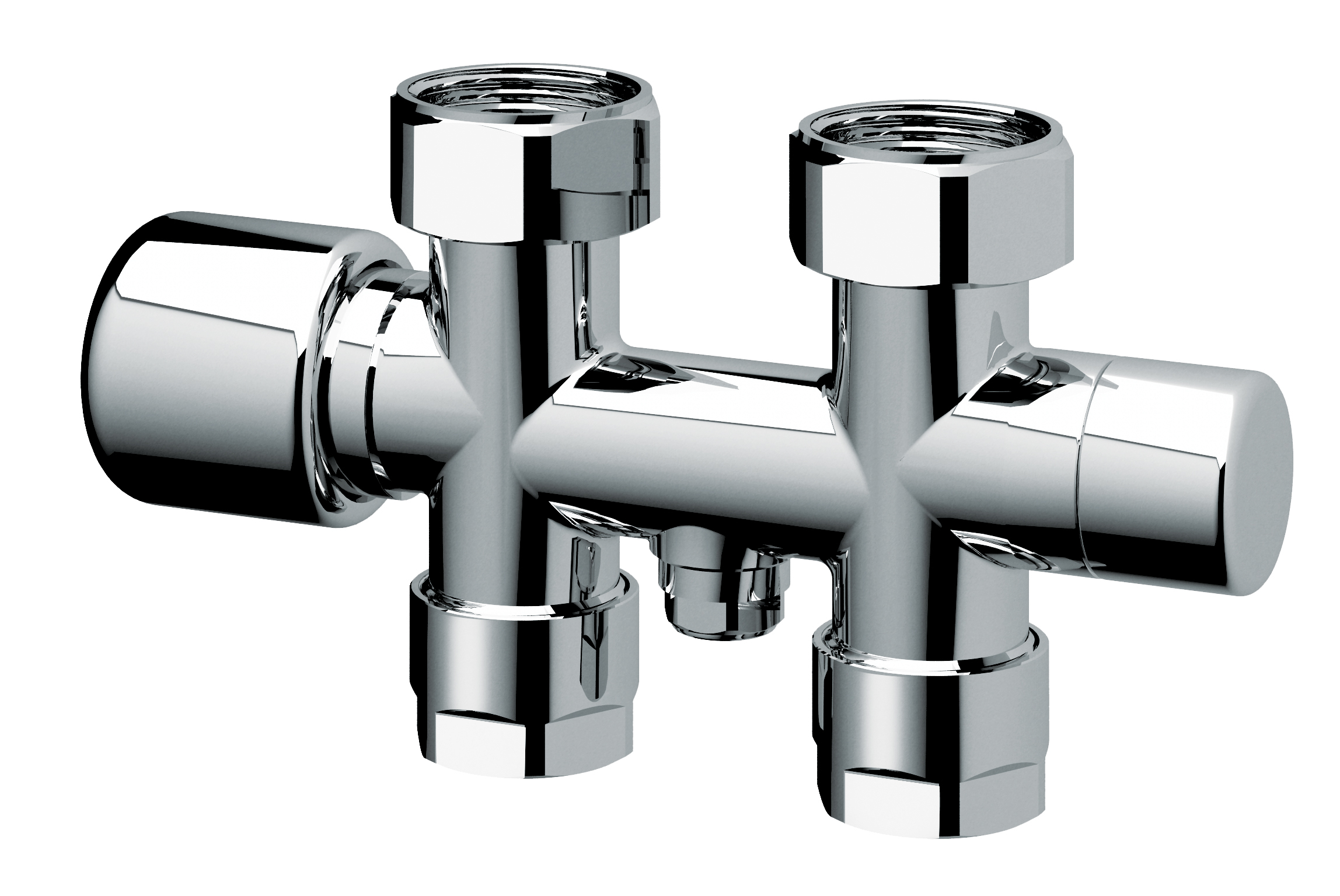 Н-обр. сереб. узел с термо.и зап.клапанами, прям., М24х19- 3/4"ВР