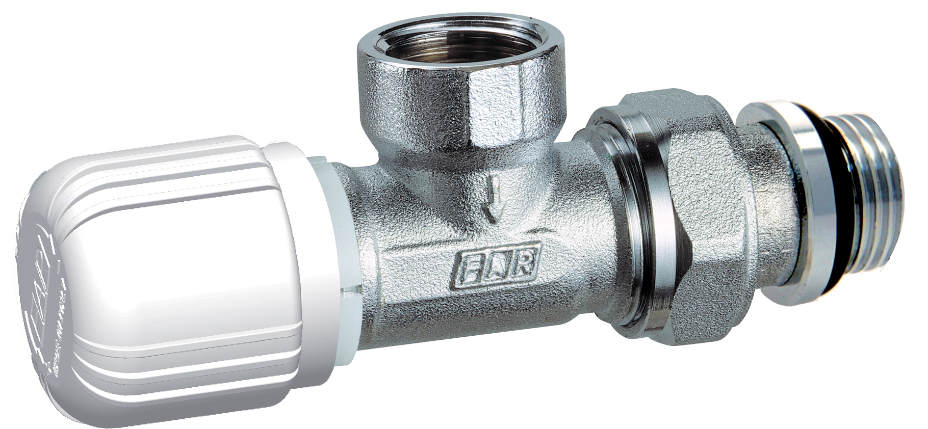 Вентиль термостатич. угловой с горизонтальной буксой 1/2"ВР, EPDM