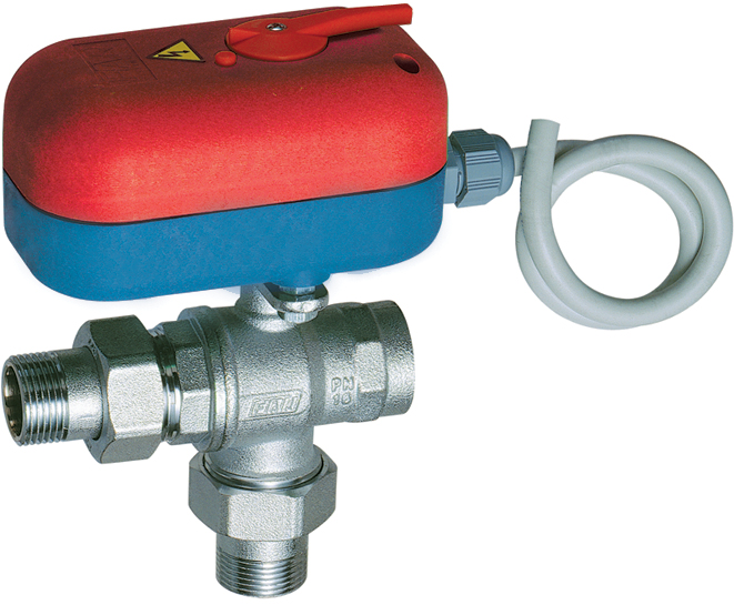 Трехходовой кран 1"1/4НР-ВР с сервоприводом  код 3011 (24В,180 сек.)