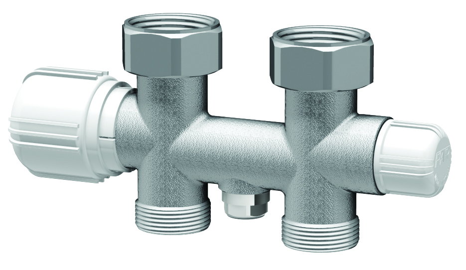 Н-обр. узел с термо.и зап.клапанами, прям., М24х19- 3/4"ВР