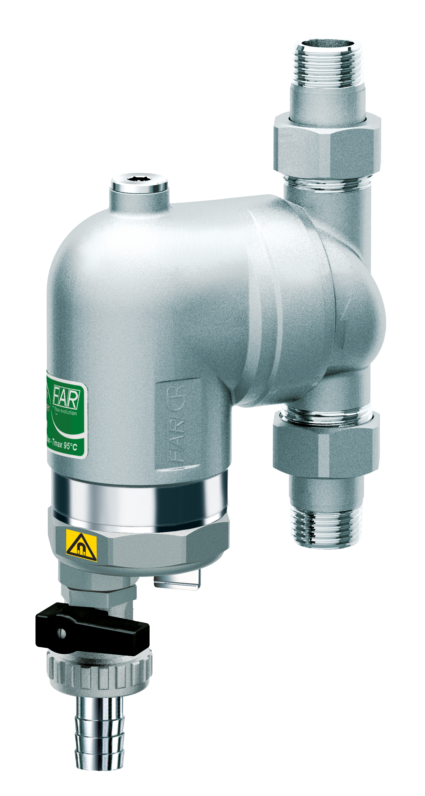 Фильтр 300мкм, с магн.встав., под манометр,  Max: 95 °C, 25 бар, поворот.соед. 3/4" НР