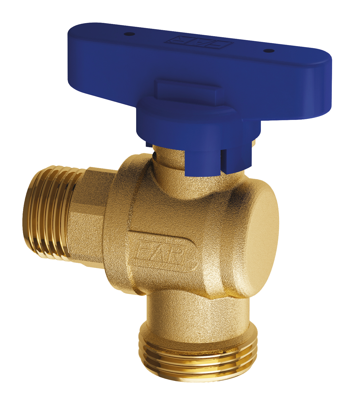 Кран шаров. лат. 3/4"НР-1/2"НР (бабочка, син.) углов.