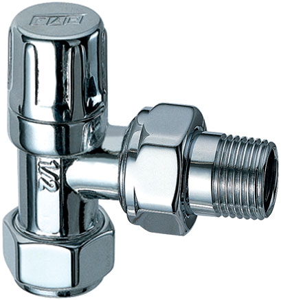 Вентиль запорный угловой 1/2" гайка М24х19 (серебро) с  EPDM