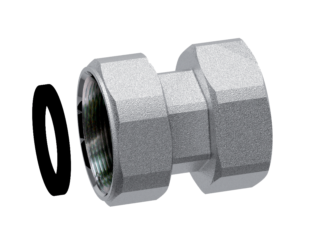 Муфта хром.с 2 накидн.гайками 2”