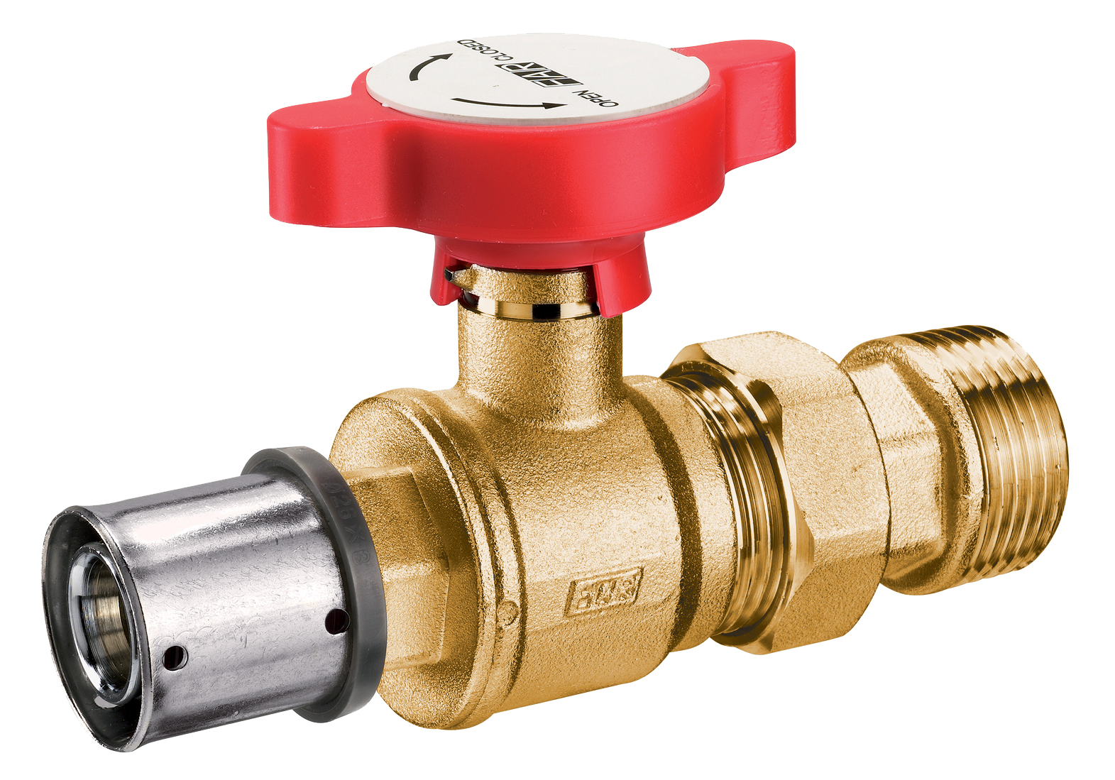 Кран шар. под термометр,  3/4" (американка-Ø 26X3 PRESSFAR), син.ручка