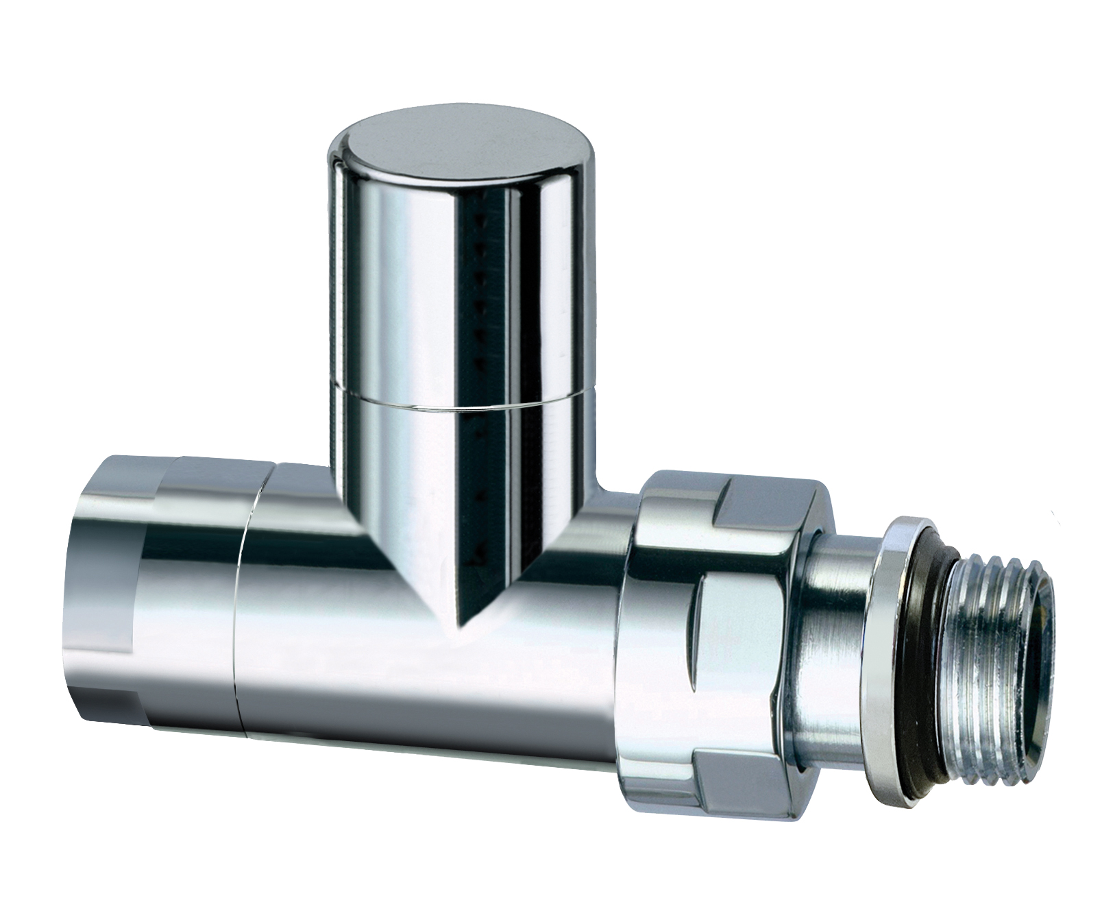 Вентиль запор.прям. 1/2", гайка М24х19, сереб.глянц.