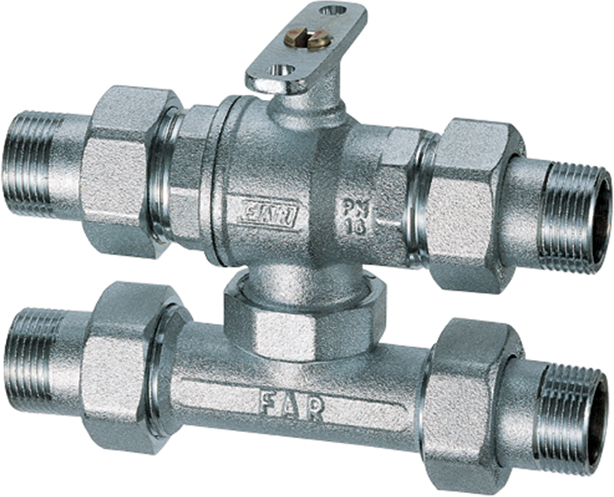 3-х ход. зон. шар. кран. с байпас. 3/4 НР