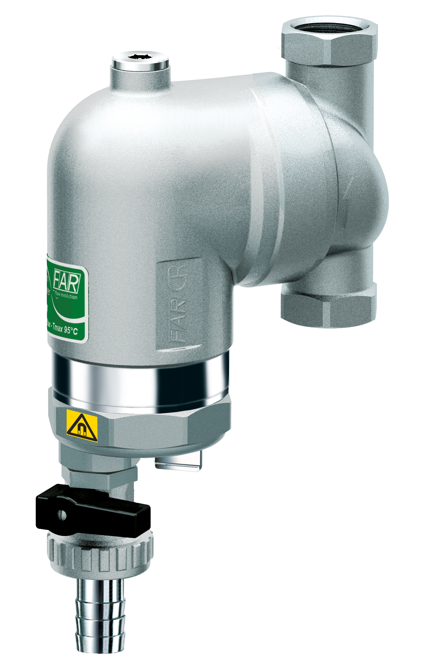 Фильтр 100мкм, с магн.встав., под манометр,  Max: 95 °C, 25 бар, поворот.соед. 1/2" ВР