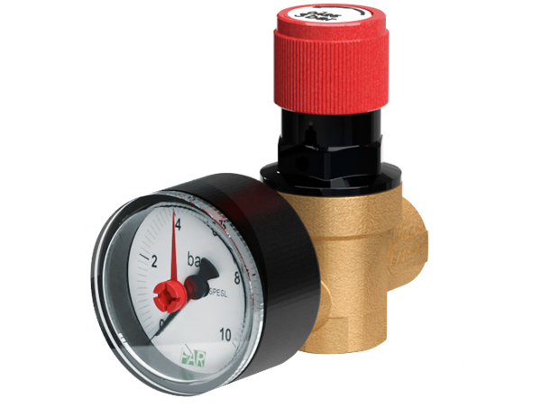 Клапан предохранительный 1/2"ВР с манометром,2,5 бар