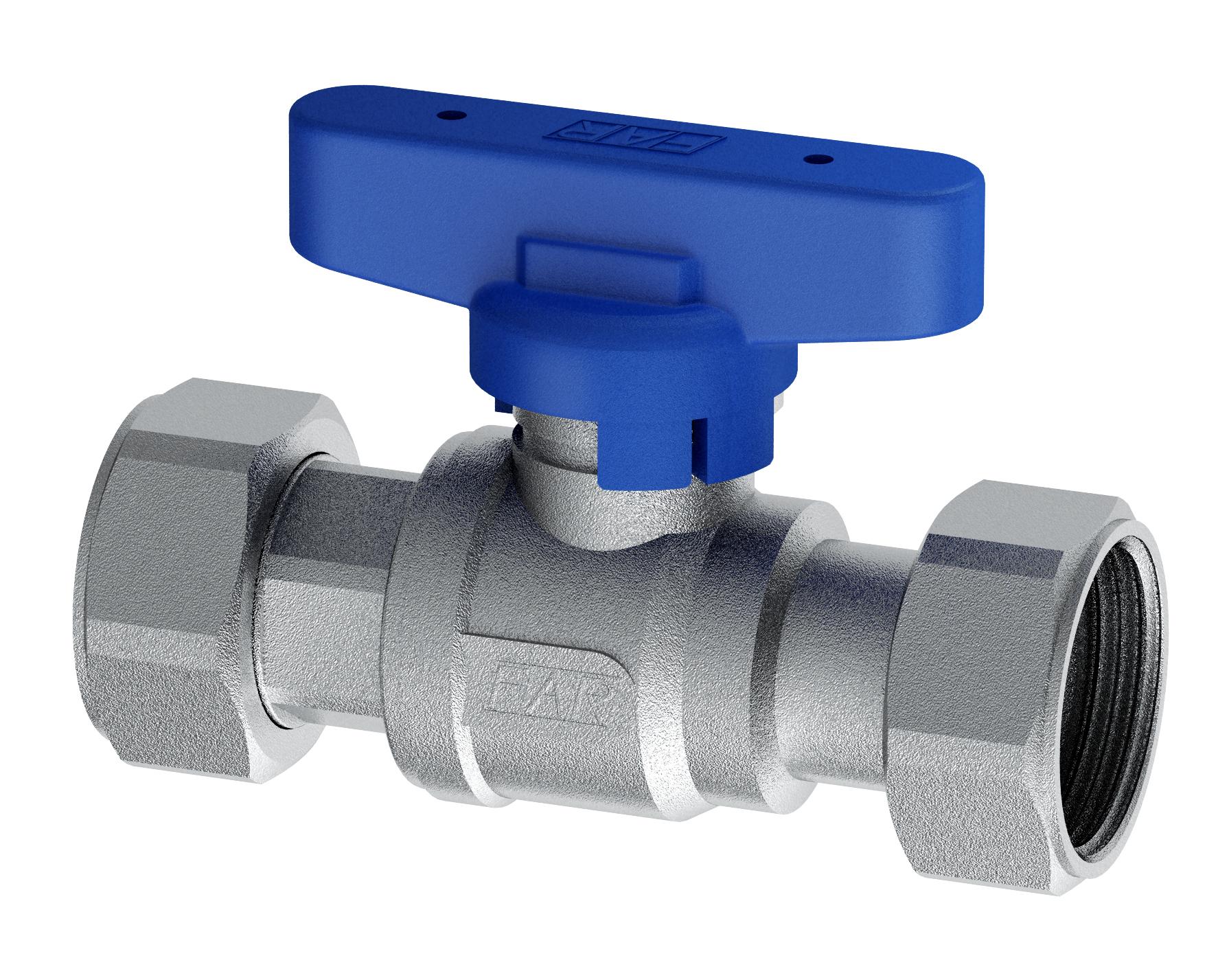 Кран шаров.1/2",лат. 3/4" накид.гайки  (бабочка, син.)