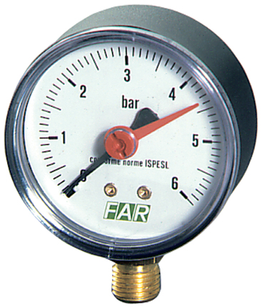 Манометр 1/4" (радиальное соед.) , 0-10 бар, - 20-80 °C, O 63 мм