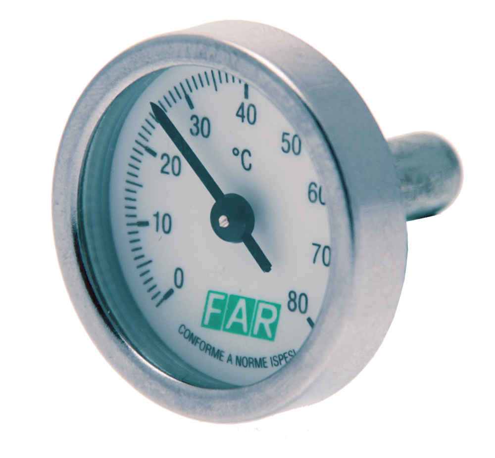 Термометр биметаллический (без фиксатора) д/шаров.кранов, 0-80С