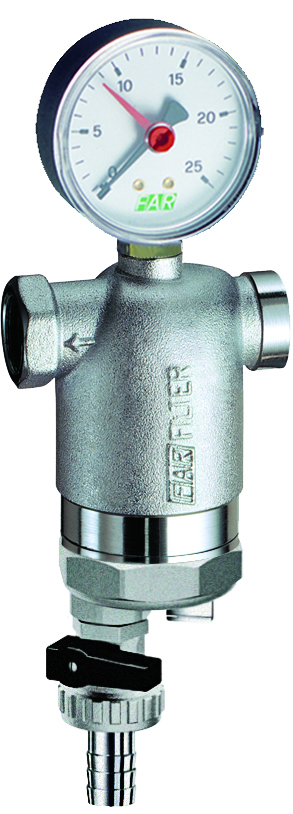 Фильтр 300мкм, с магн.встав., с манометром,  Max: 95 °C, 25 бар,  1" ВР