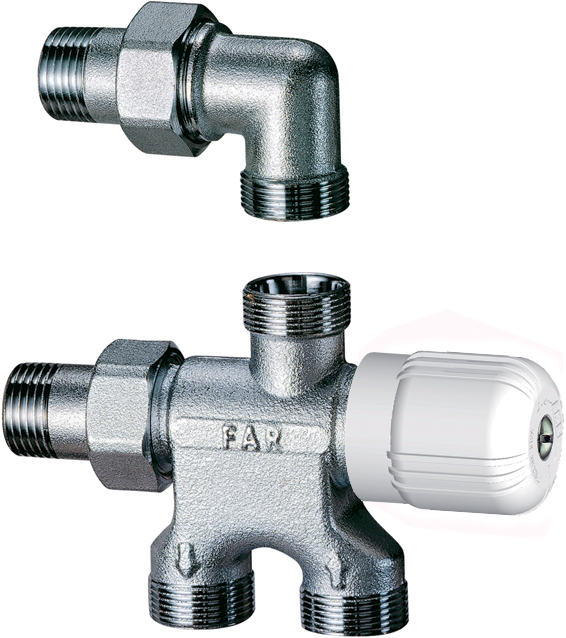 Регулир. узел нижн. подкл. ,вход  тепл-ля сверху ,к радиатору 1/2" (для 1-х систем)