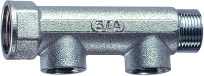 Коллектор 1 1/4" (ВР-НР) с 2 отв. 1/2" ВР (межосев. 50 мм)