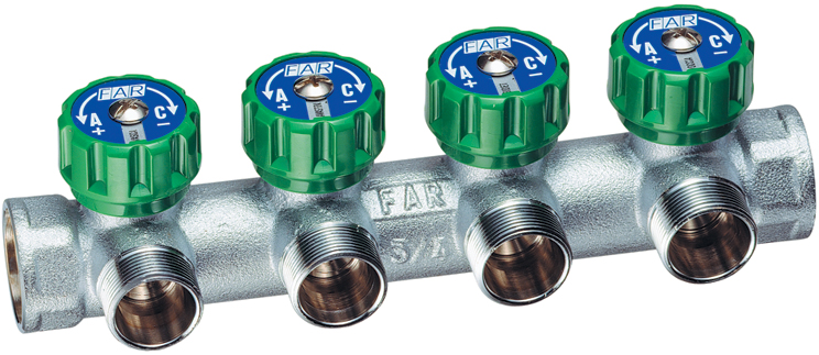 -=Снят с производства=-Регулируемый коллектор 3/4" с 4 отв. М24х19