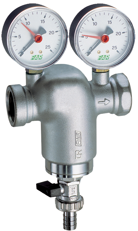 Фильтр хром., 1 1/2" ВР-ВР, с манометр., 300мкм, Max: 95 °C, 25 бар