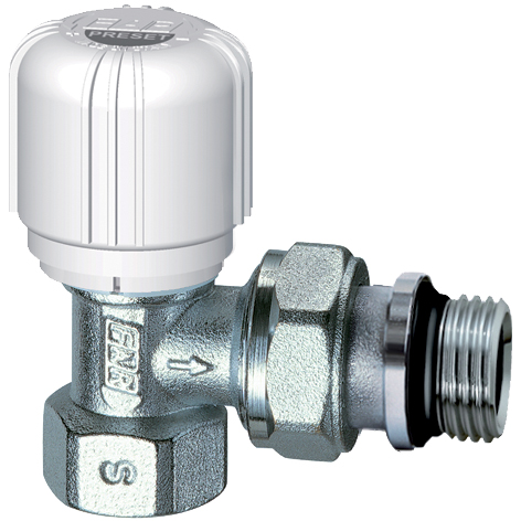 Вентиль термостат. угловой с преднастройкой 3/8"ВР, EPDM