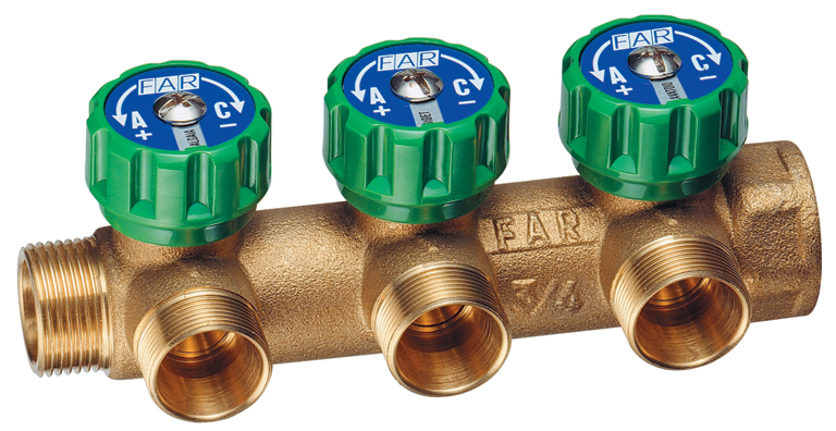 Регул. коллектор 1 HP-BP с 3 отв. (М24х19), латунь