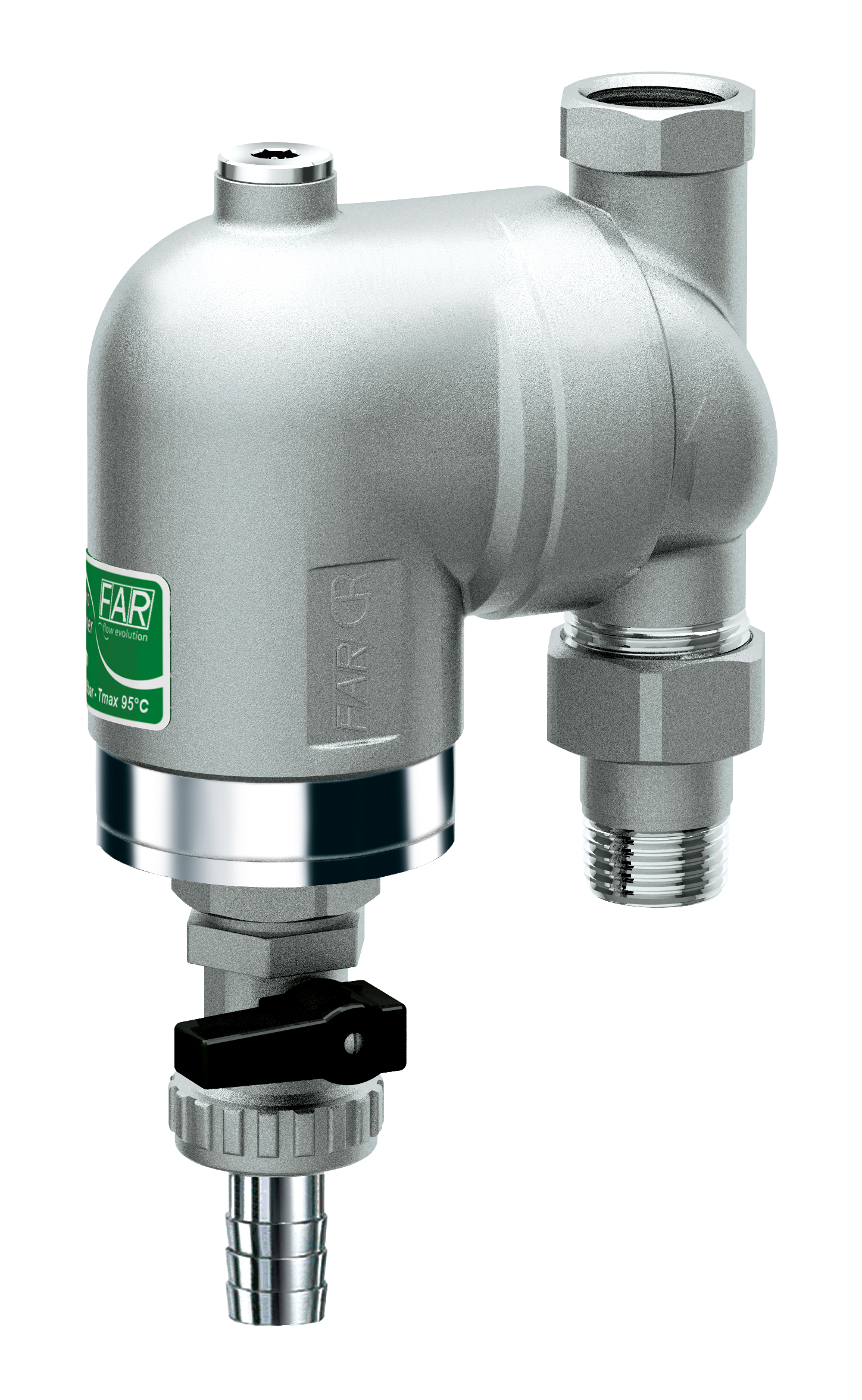 Фильтр 100мкм, под манометр, Max: 95 °C, 25 бар. Поворотное соединение 1" ВР-НР