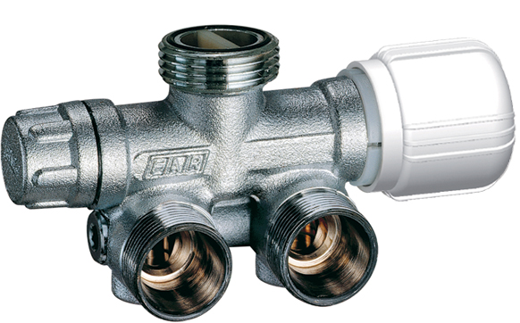 Терморег. узел нижн. подключения, левый угловой (для 1 и 2-х систем)