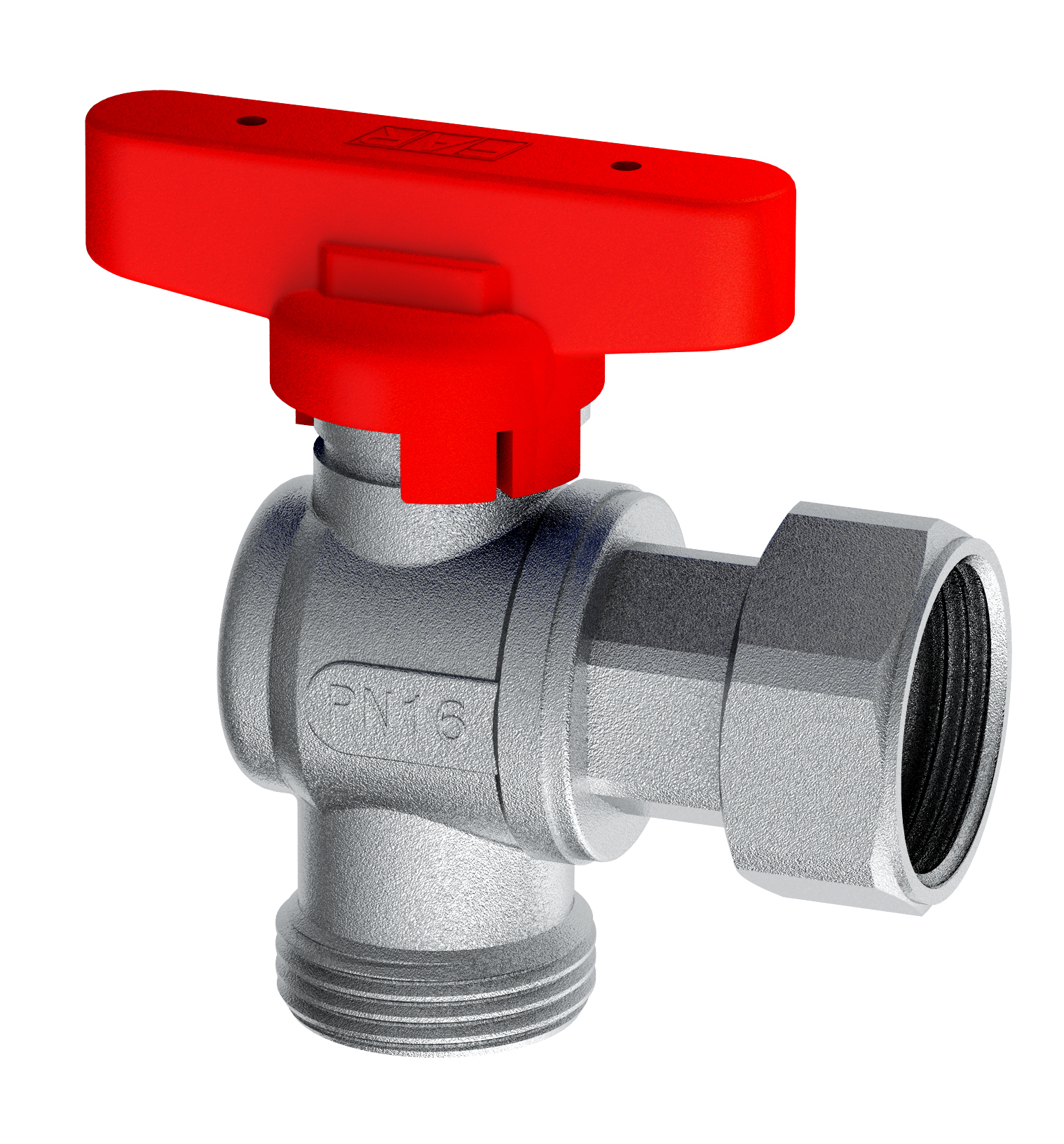 Кран шаровой лат. 3/4"накид.гайка-3/4"EU/плос.упл. (бабочка, син.), углов.