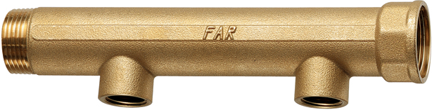 Коллектор 1 1/4" (ВР-НР) с 2 отв.  1/2" ВР(межосев. 100 мм)