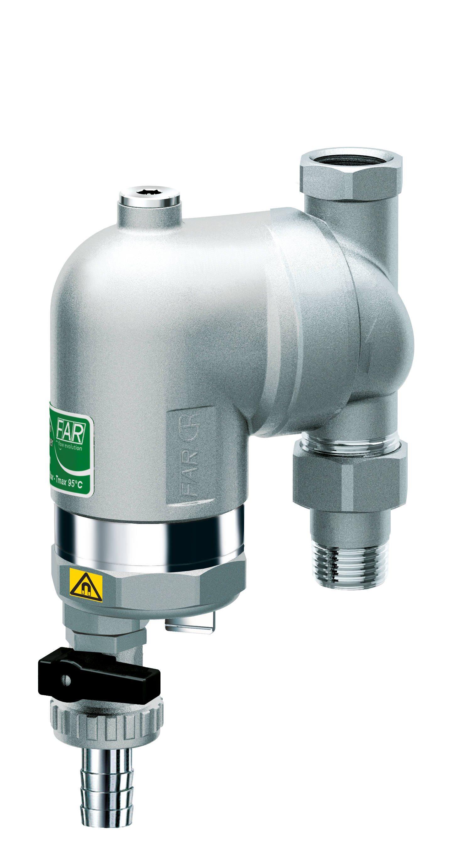 Фильтр 300мкм, с магн.встав., под манометр,  Max: 95 °C, 25 бар, поворот.соед. 3/4" ВР-НР