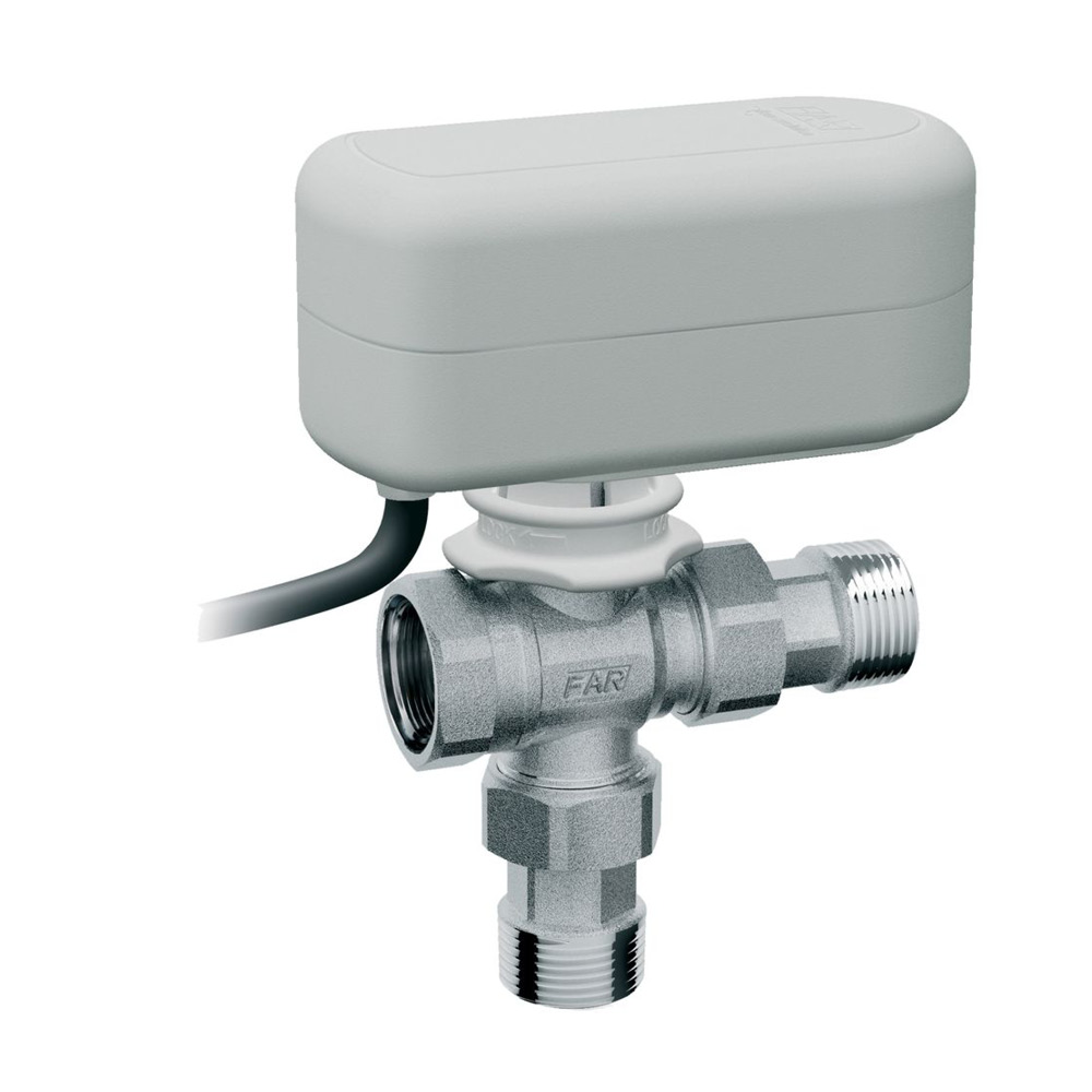 3-х ход. кран, 9,1 куб.м/ч,  1" ВР-американки, с приводом арт.3071 (40сек, 24В)