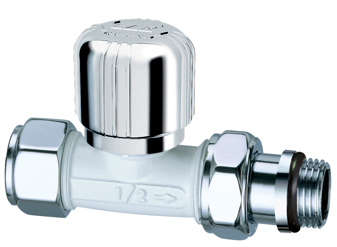 Вентиль термостат.прямой, серебро/бел.эмаль, М24х19, 1/2" EPDM