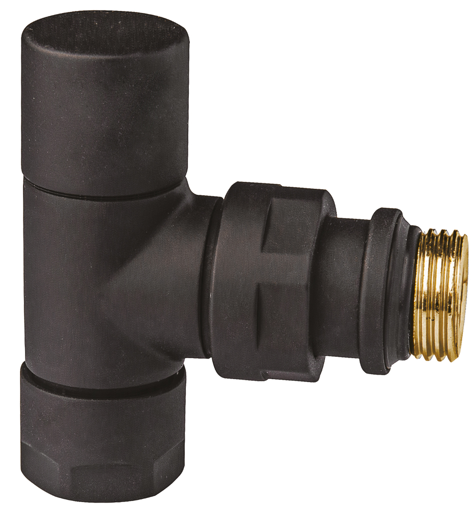 Вентиль запор.углов. 1/2",  гайка М24х19, черн.матов.