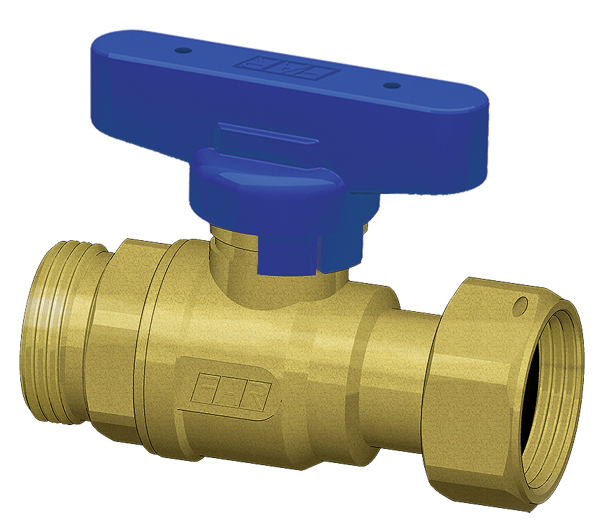 Шаровой кран лат. 3/4" НР-накидн.гайка,  (бабочка, красн.)