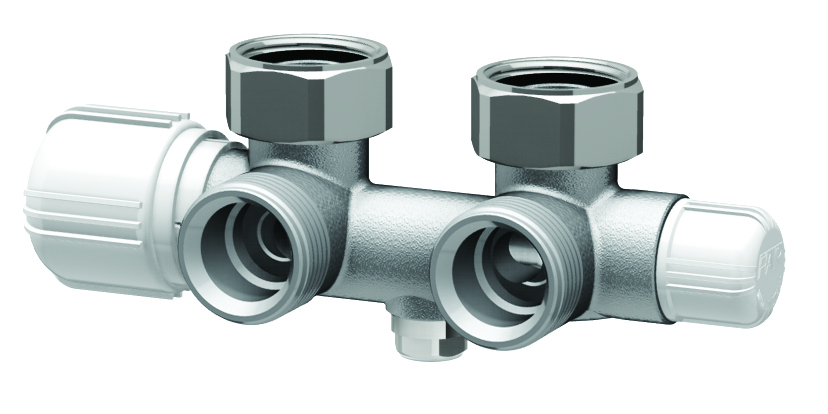 Н-обр. узел с термо.и зап.клапанами, угл., 3/4"EU - 3/4"ВР
