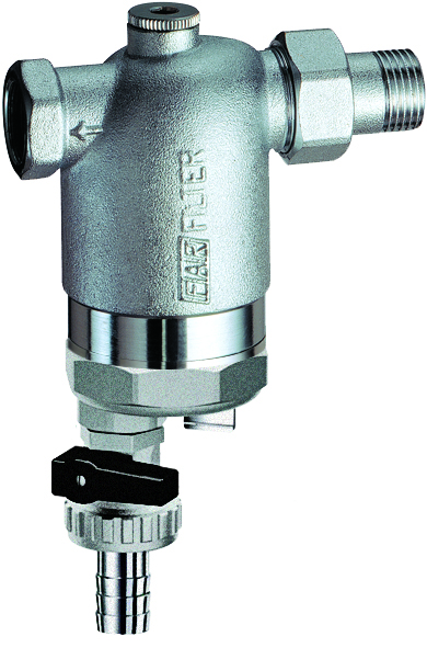 Фильтр 300мкм, с магн.встав., под манометр,  Max: 95 °C, 25 бар,  1/2" ВР-НР