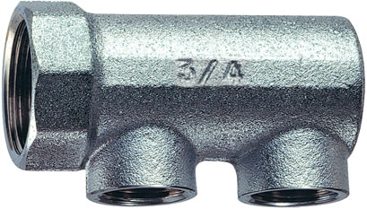 Коллектор концевой 1"ВР с 2 отвод. 1/2"ВР, межосев.36мм