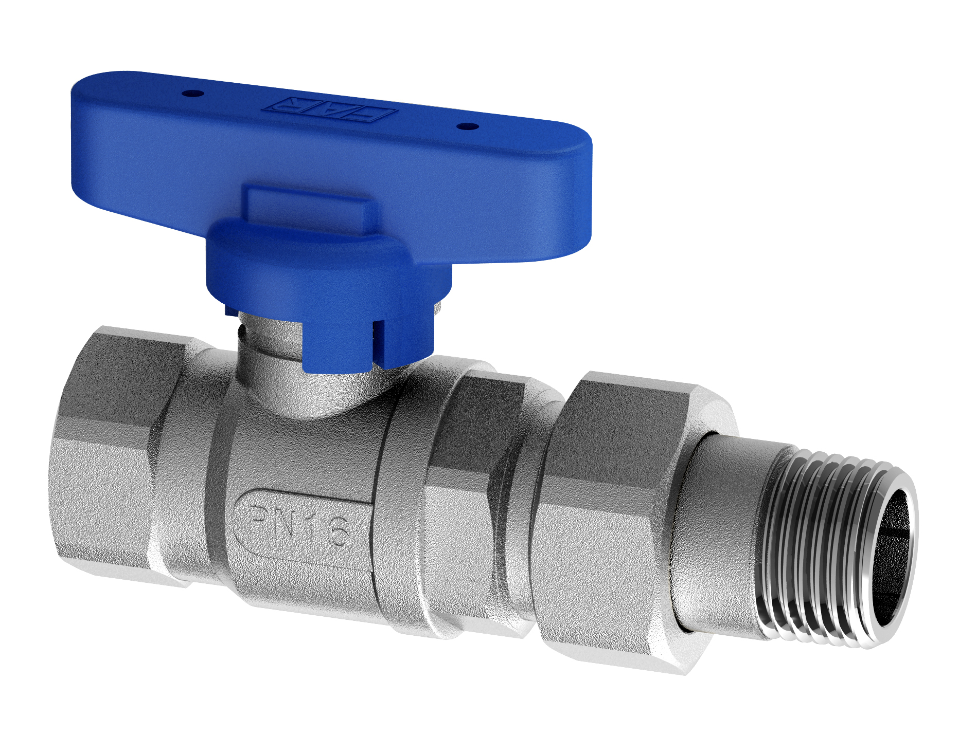 Шаровой кран хромир. 3/4' ВР-американка,(бабочка, син.)
