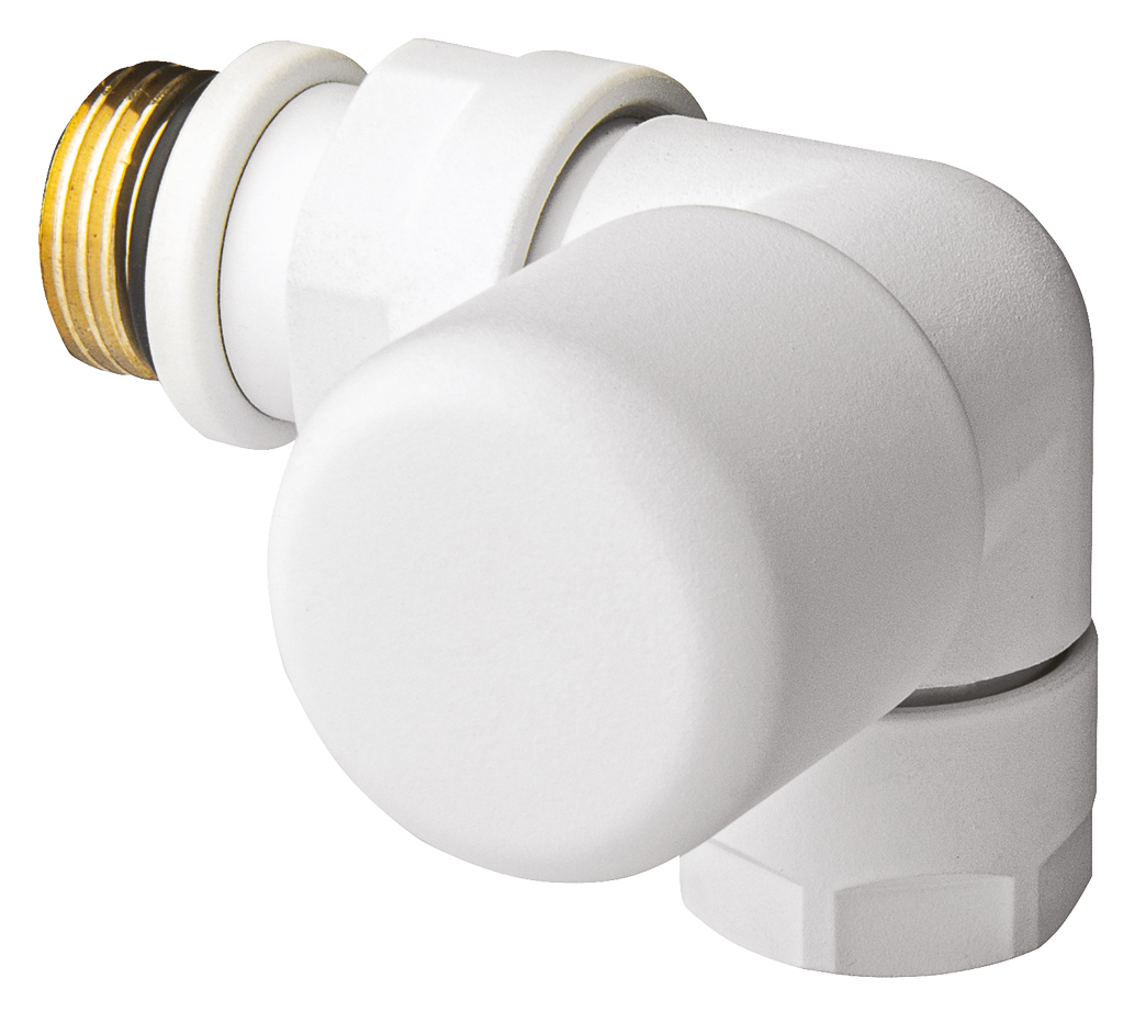 Вентиль термостат.трехосев.правостор. 1/2" гайка М24х19, бел.матов.