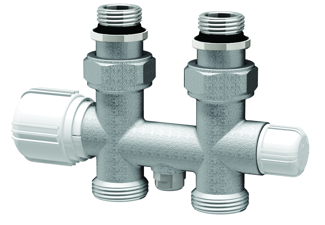 Н-обр. узел с термо.и зап.клапанами, прям., 3/4"EU - 1/2"НР