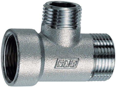 Тройник 3/4" НР x 3/4" ВР x 1/2" НР, хром