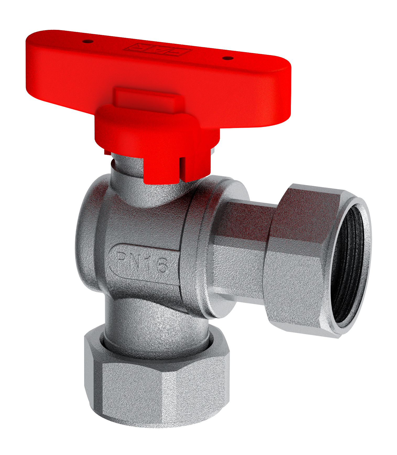 Кран шаровой хром. 3/4"накид.гайки (бабочка, син.), углов.