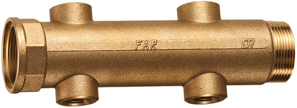 Коллектор 1 1/2"(ВР-НР) с 4 отв. 1/2" ВР(межосев. 100 мм)