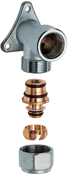 Настенный угольник 1/2" ВР с концовкой для м/п труб 16х2