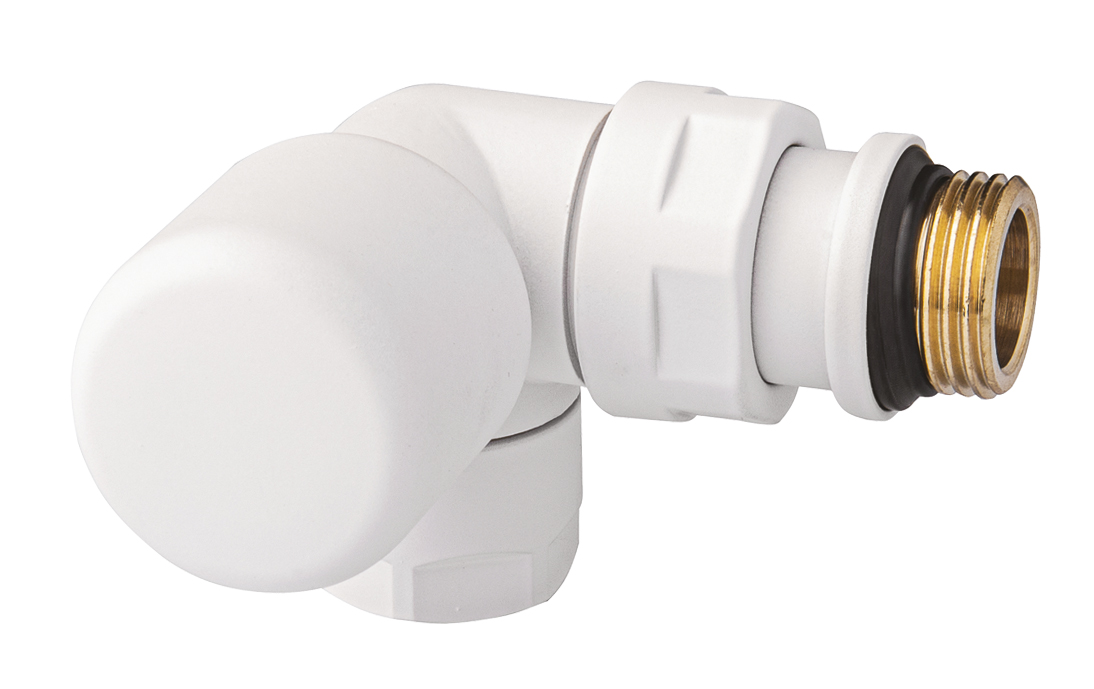 Вентиль термостат.трехосев.левостор. 1/2" гайка М24х19, бел.матов.