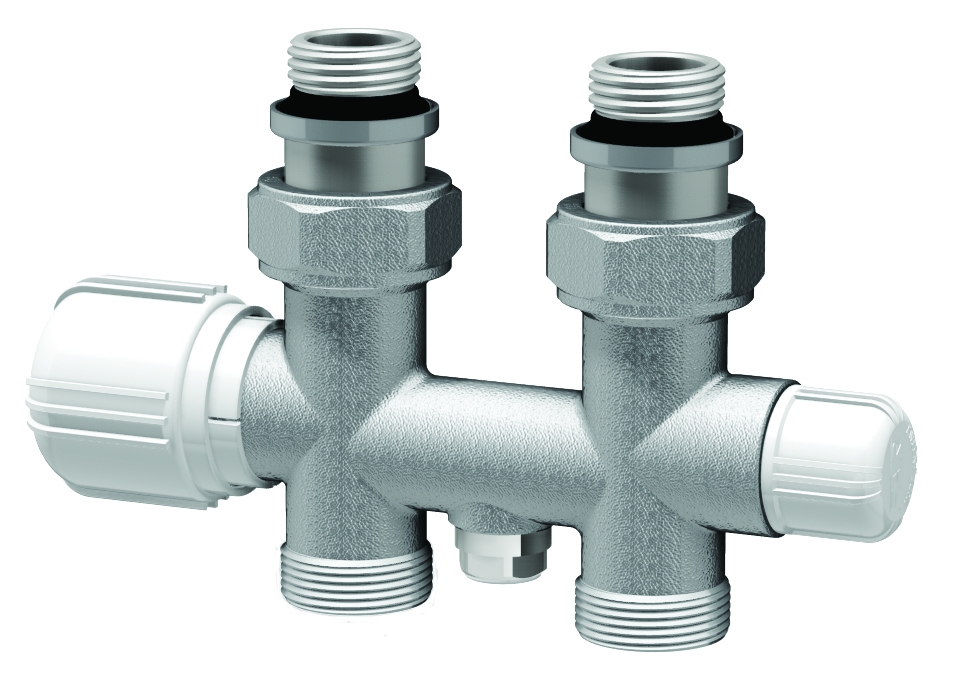 Н-обр. узел с термо.и зап.клапанами, прям., М24х19 - 1/2"НР