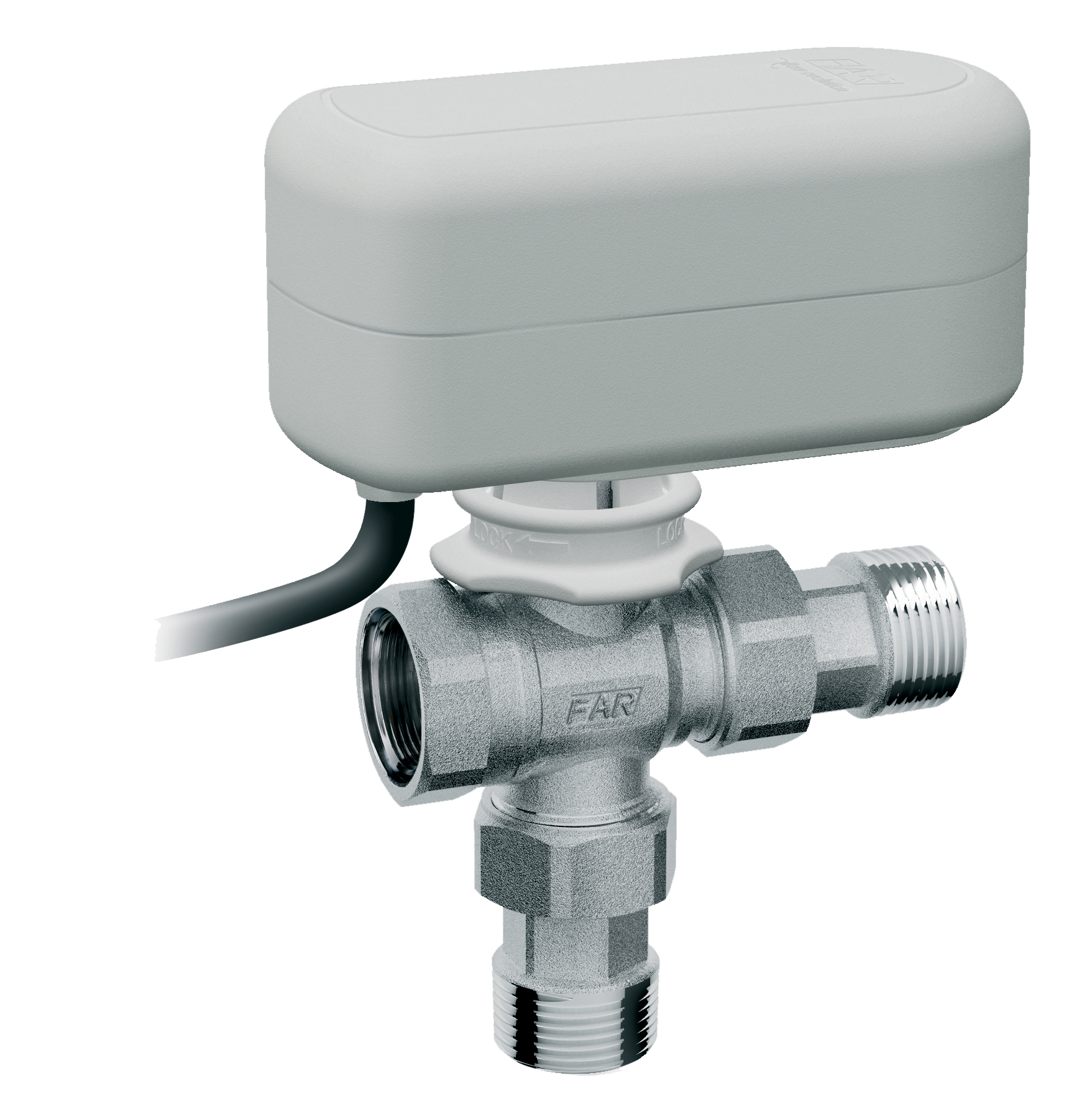 3-х ход. кран, 9,1 куб.м/ч,  1" ВР-американки, с приводом арт.3070 (40сек, 220В)