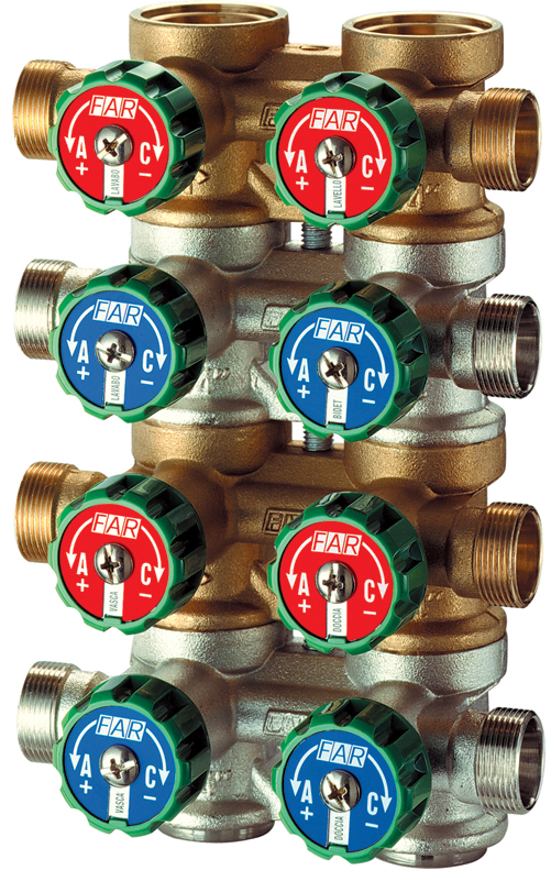 Регулирующий параллельный коллектор 3/4"  4 отв. М24х19