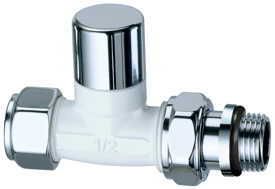 Вентиль запорный прямой, серебро/бел.эмаль, гайка М24х19, 1/2" EPDM